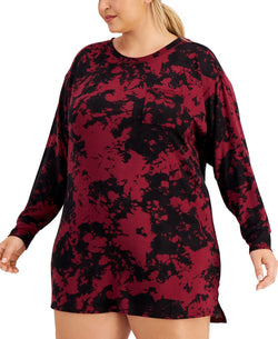 Jenni Plus Printed Sleep Shirt Plum Wine Td thumbnail 2