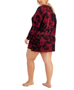 Jenni Plus Printed Sleep Shirt Plum Wine Td thumbnail 3