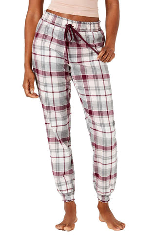 Jenni Printed Cotton Jogger Style Pajama Pant in Berry Plaid