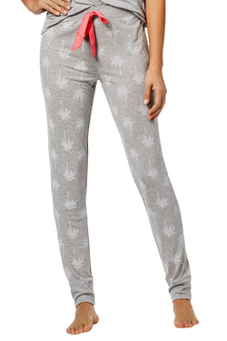 Jenni Printed Jogger Pant in Grey Palm thumbnail 1
