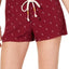 Jenni Printed Lightweight Lounge Shorts in Burgundy Outlined Flamingo