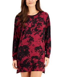 Jenni Printed Soft Knit Sleep Shirt Plum Wine Td thumbnail 3