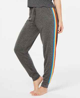Jenni Rainbow-stripe Jogger Pajama Pants Rainbow Stripe