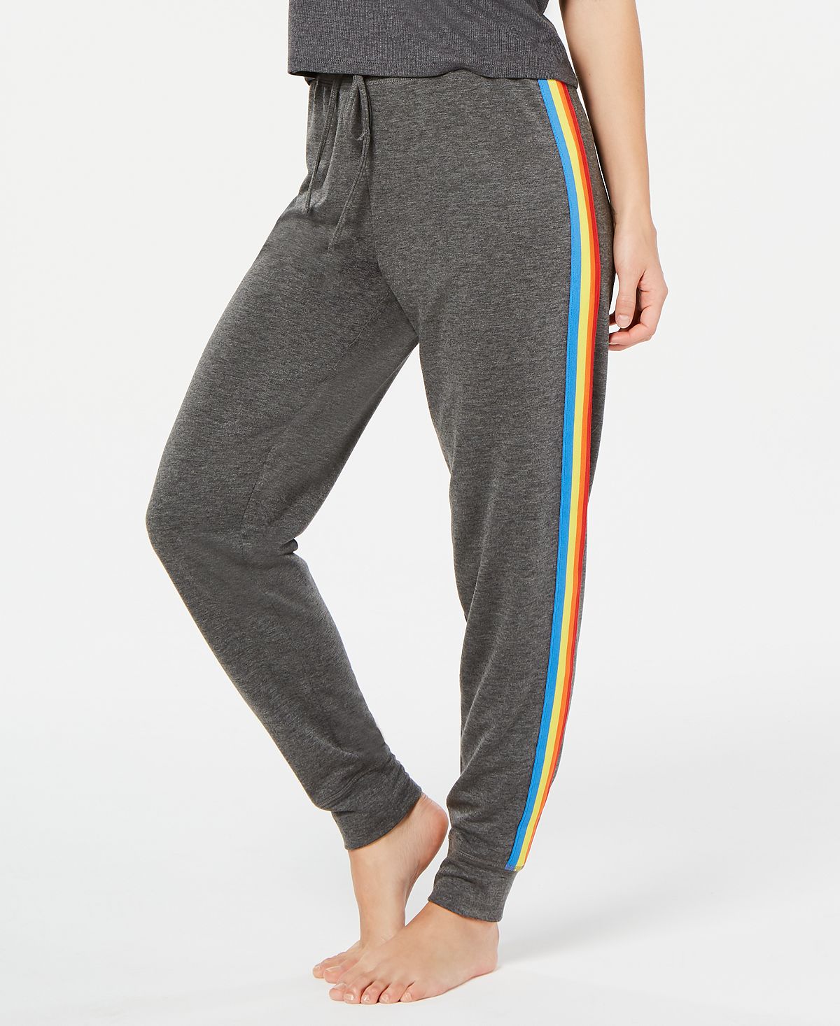 Jenni Rainbow-stripe Jogger Pajama Pants Rainbow Stripe