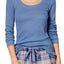 Jenni Ribbed Lounge Top in Blue Skyline