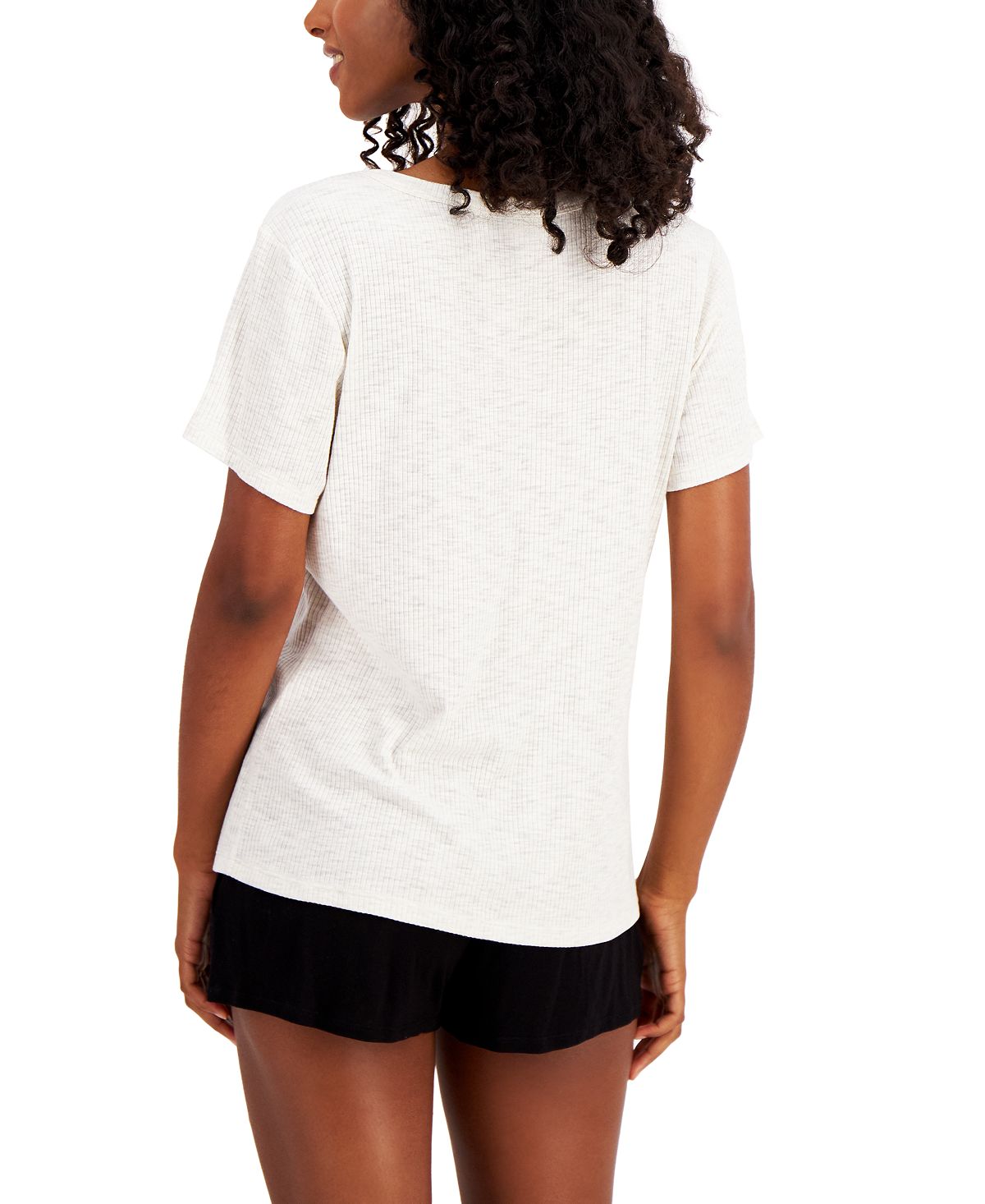 Jenni Ribbed Pajama Top Oatmeal Hthr
