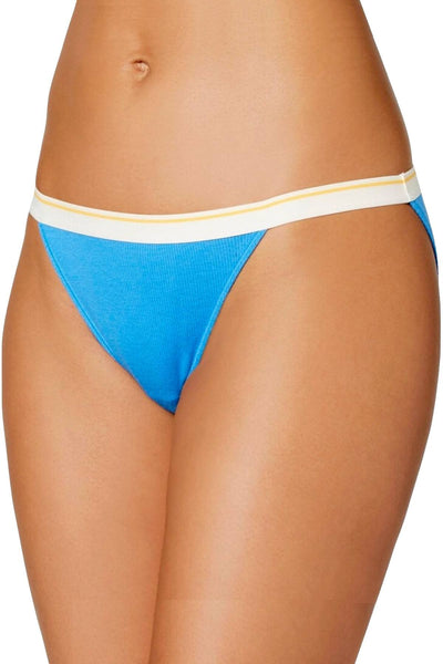 Jenni Ribbed String Bikini Brief in Cornflower