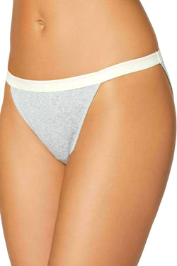 Jenni Ribbed String Bikini Brief in Grey Heather thumbnail 1