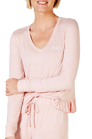 Jenni Ruffled Long Sleeve Top in Bella Peachskin