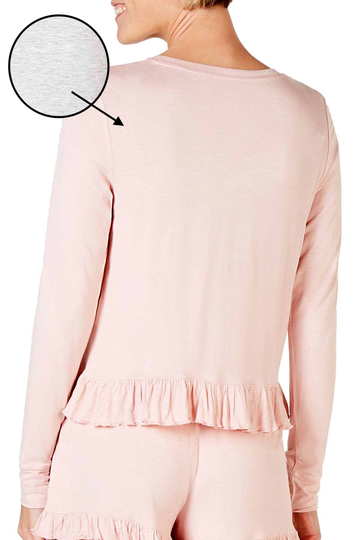 Jenni Ruffled Ultra Soft Knit Lounge Top in Maybe Later Heather Grey