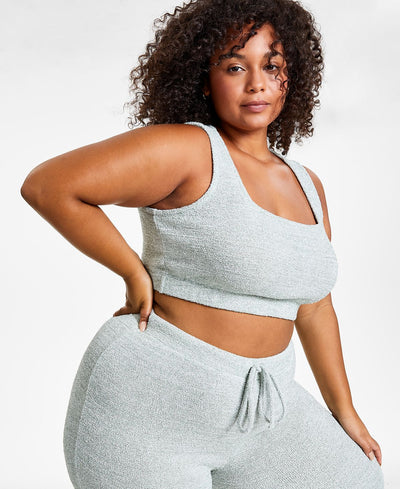 Jenni Style Not Fuzzy Knit Crop Top Dusty Jade
