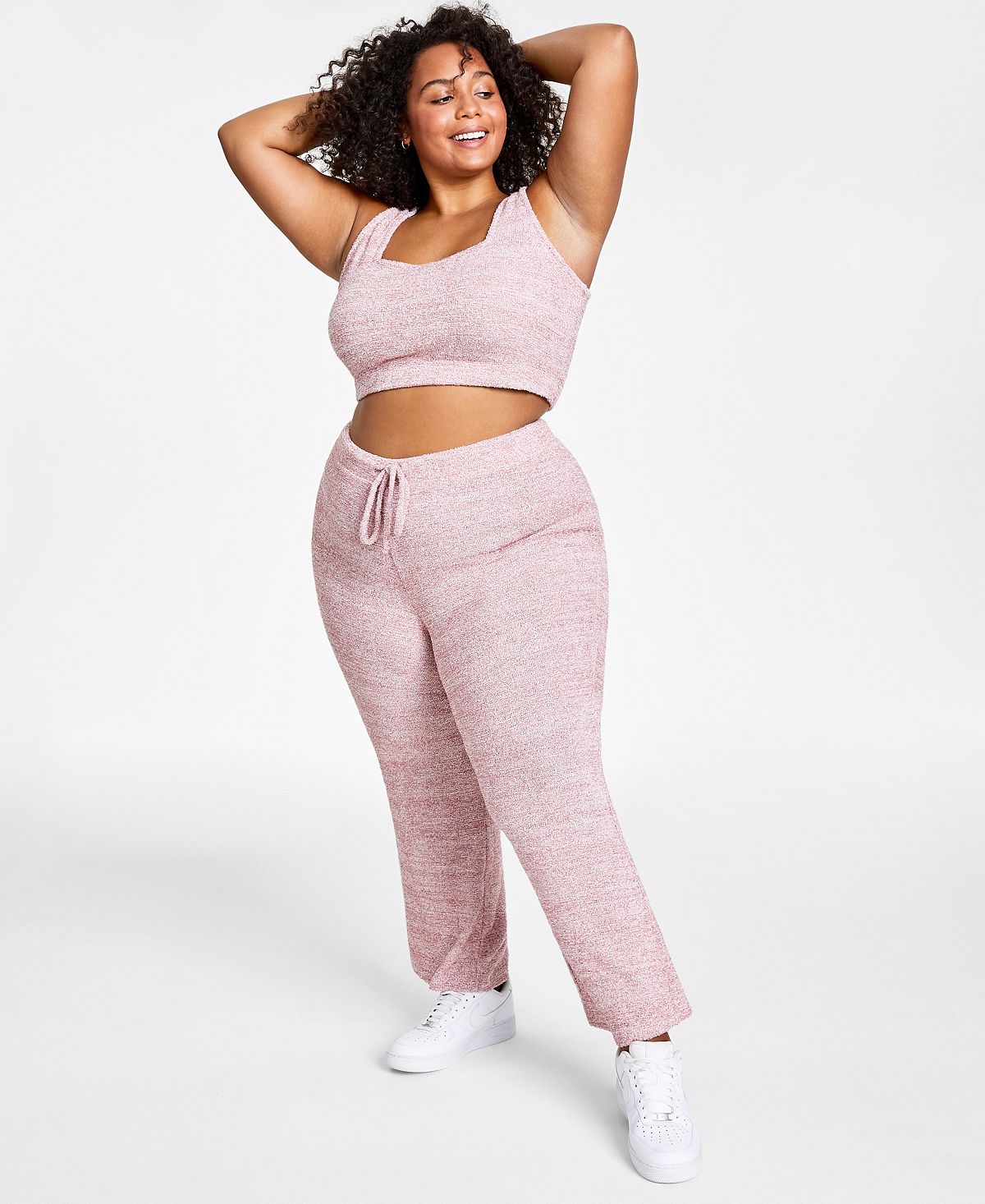 Jenni Style Not Fuzzy Knit Crop Top Withered Rose