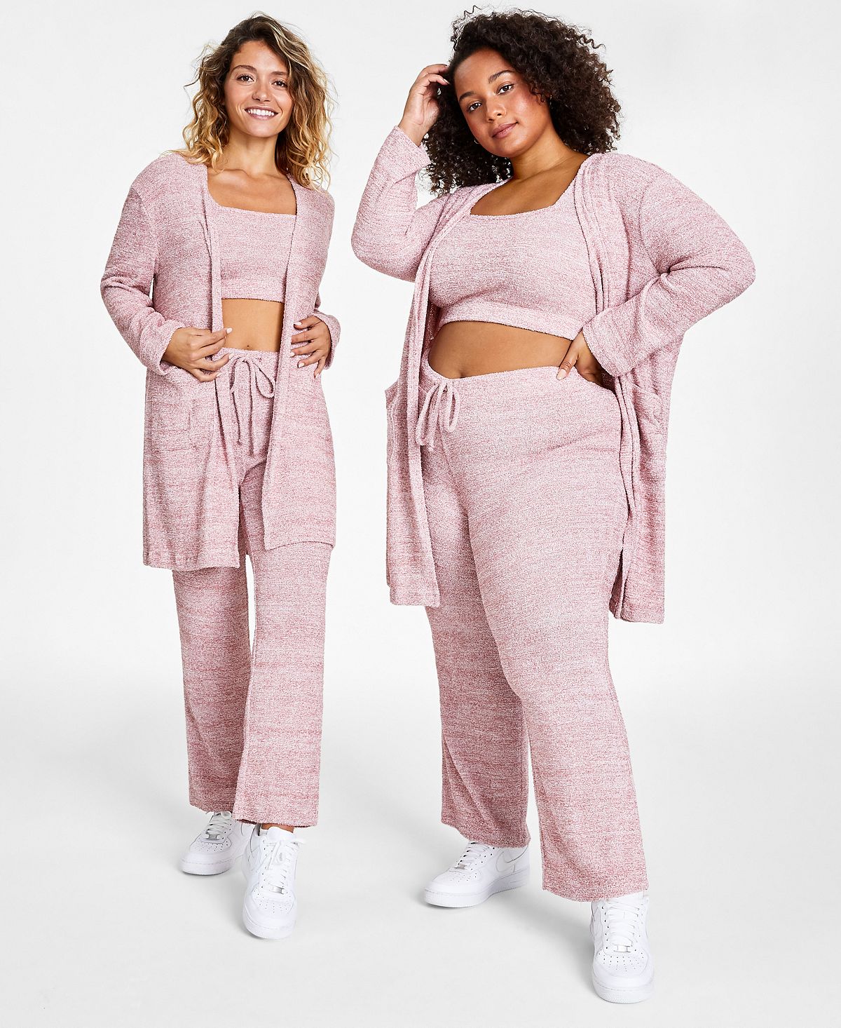 Jenni Style Not Fuzzy Knit Crop Top Withered Rose