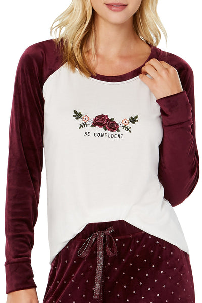 Jenni Velour Sleeve Lounge Top in Be Confident