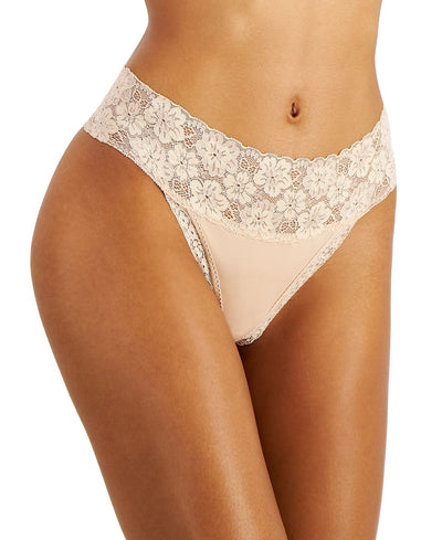 Jenni Wo Lace-trim Thong Underwear Chai