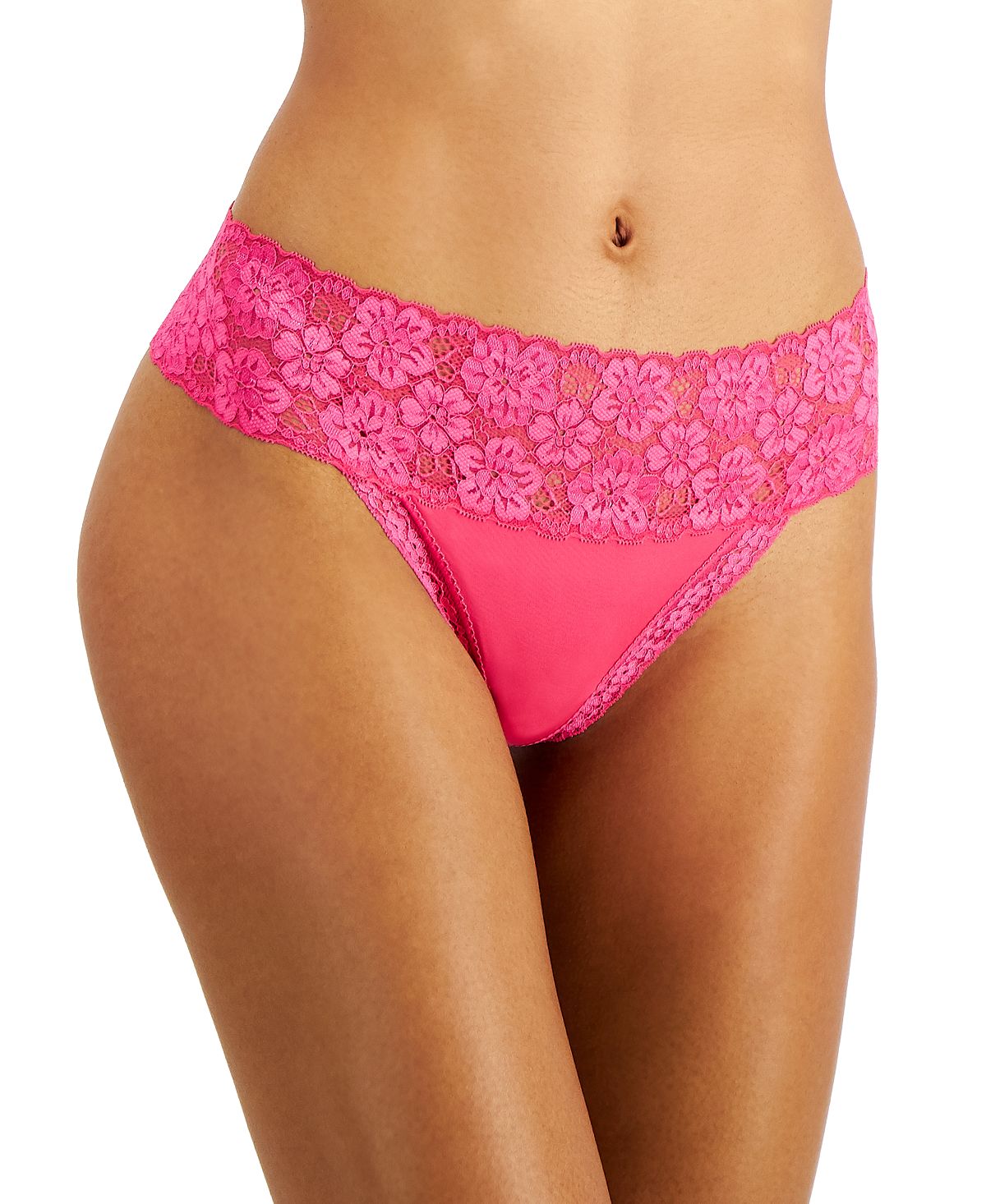 Jenni Wo Lace-trim Thong Underwear Fuchsia Purple