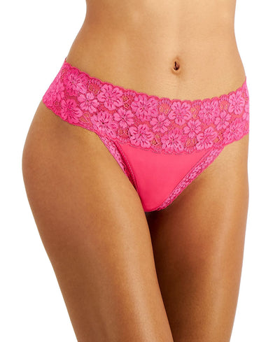 Jenni Wo Lace-trim Thong Underwear Fuchsia Purple