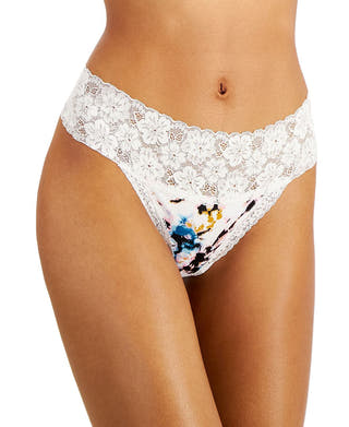 Jenni Wo Lace-trim Thong Underwear Multi Tiedye