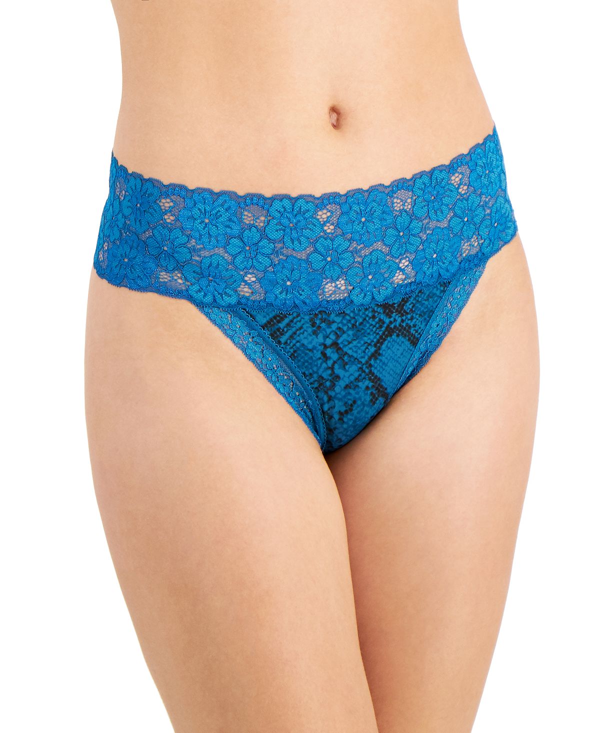 Jenni Wo Lace-trim Thong Underwear Snake