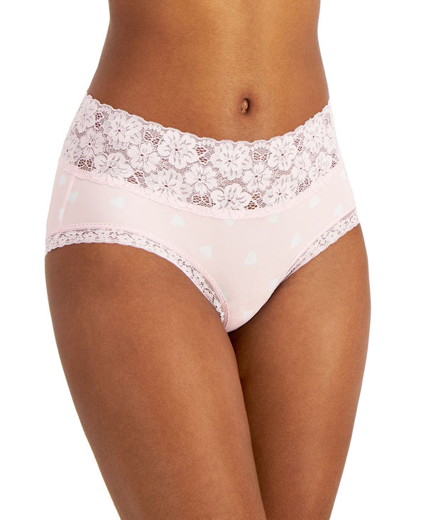 Jenni Wo Lace-trim Thong Underwear Tossed Hearts