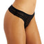 Jenni Wo Leopard Lace Thong Deep Black