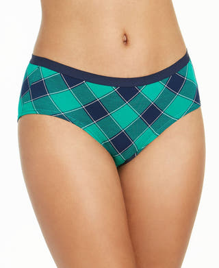 Jenni Wo Printed Hipster Underwear Green Plaid
