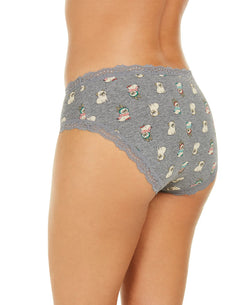 Jenni Wo Printed Lace-trim Hipster Underwear Festive Pugs thumbnail 2