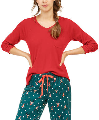Jenni Wo Ribbed Knit Pajama Top Papaya Punch