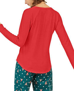 Jenni Wo Ribbed Knit Pajama Top Papaya Punch thumbnail 2
