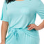 Jenni by Jennifer Moore Aqua Embroidered Text Pocket Tee