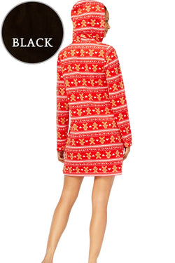 Jenni by Jennifer Moore Black Cozy Hooded Fleece Sleepshirt thumbnail 3
