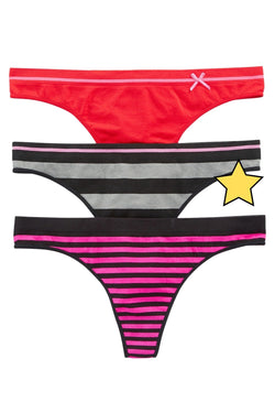 Jenni by Jennifer Moore Black/Grey Stripe Seamless Thong thumbnail 4