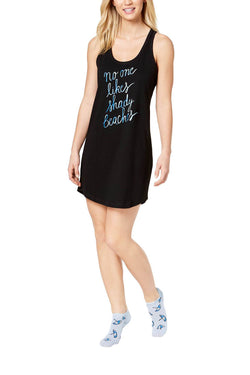 Jenni by Jennifer Moore Black Shady Beaches Keyhole Sleepshirt With Socks thumbnail 2