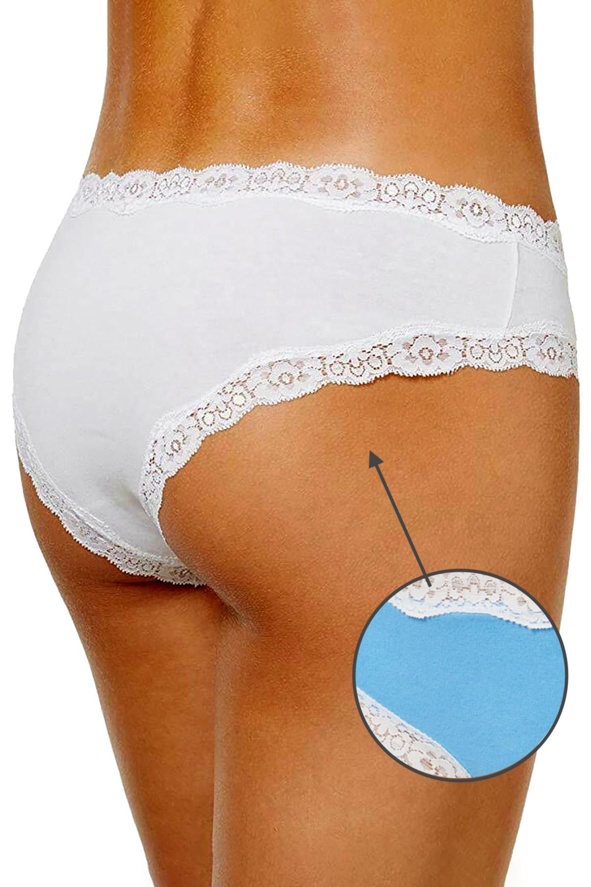 Jenni by Jennifer Moore Blue Cotton Lace Trim Hipster
