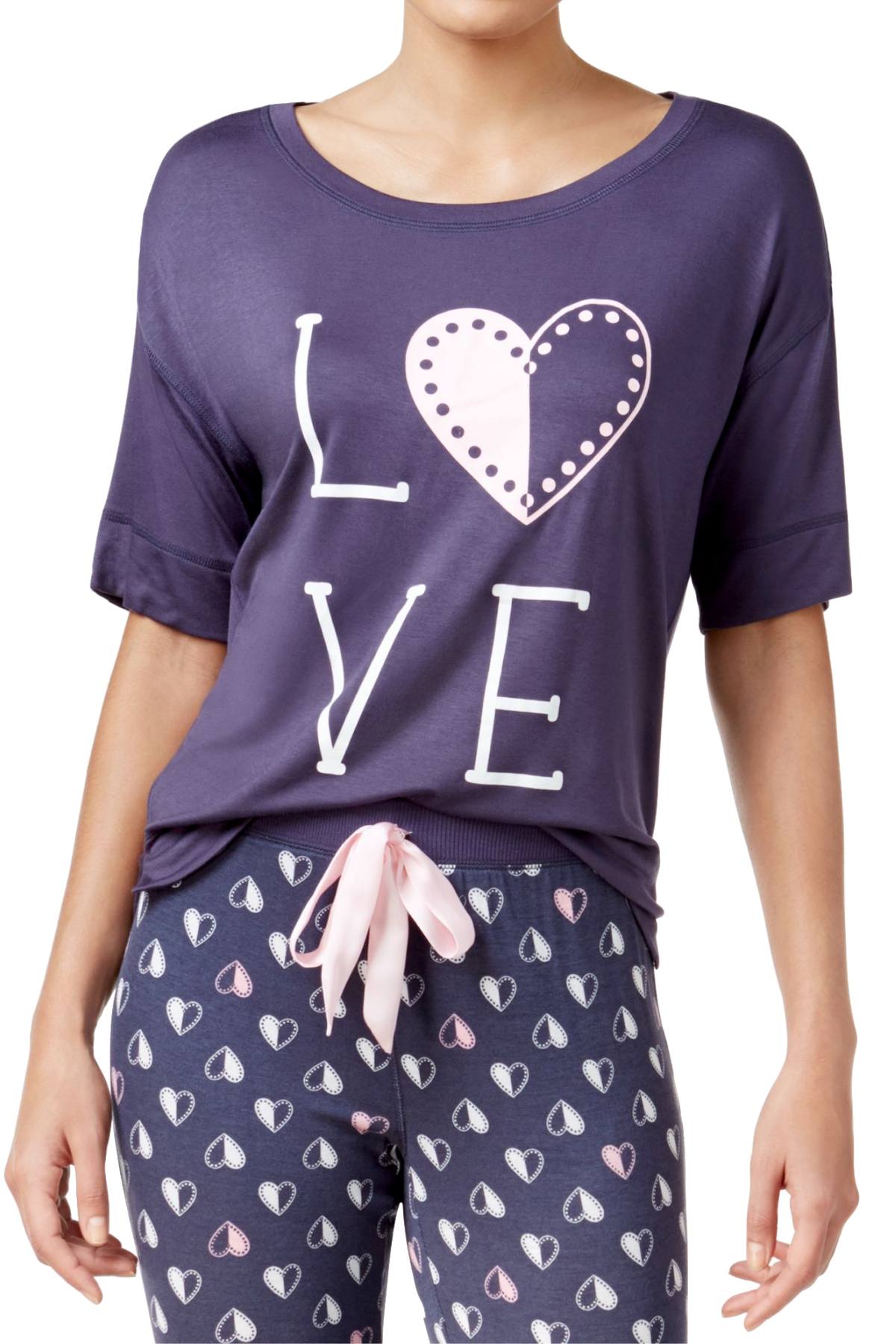 Jenni by Jennifer Moore Blue LOVE Graphic-Print Lounge Top
