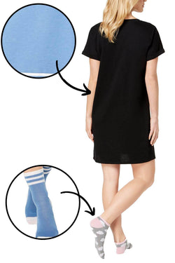 Jenni by Jennifer Moore Blue Love Sleep Graphic Sleepshirt with Socks thumbnail 3