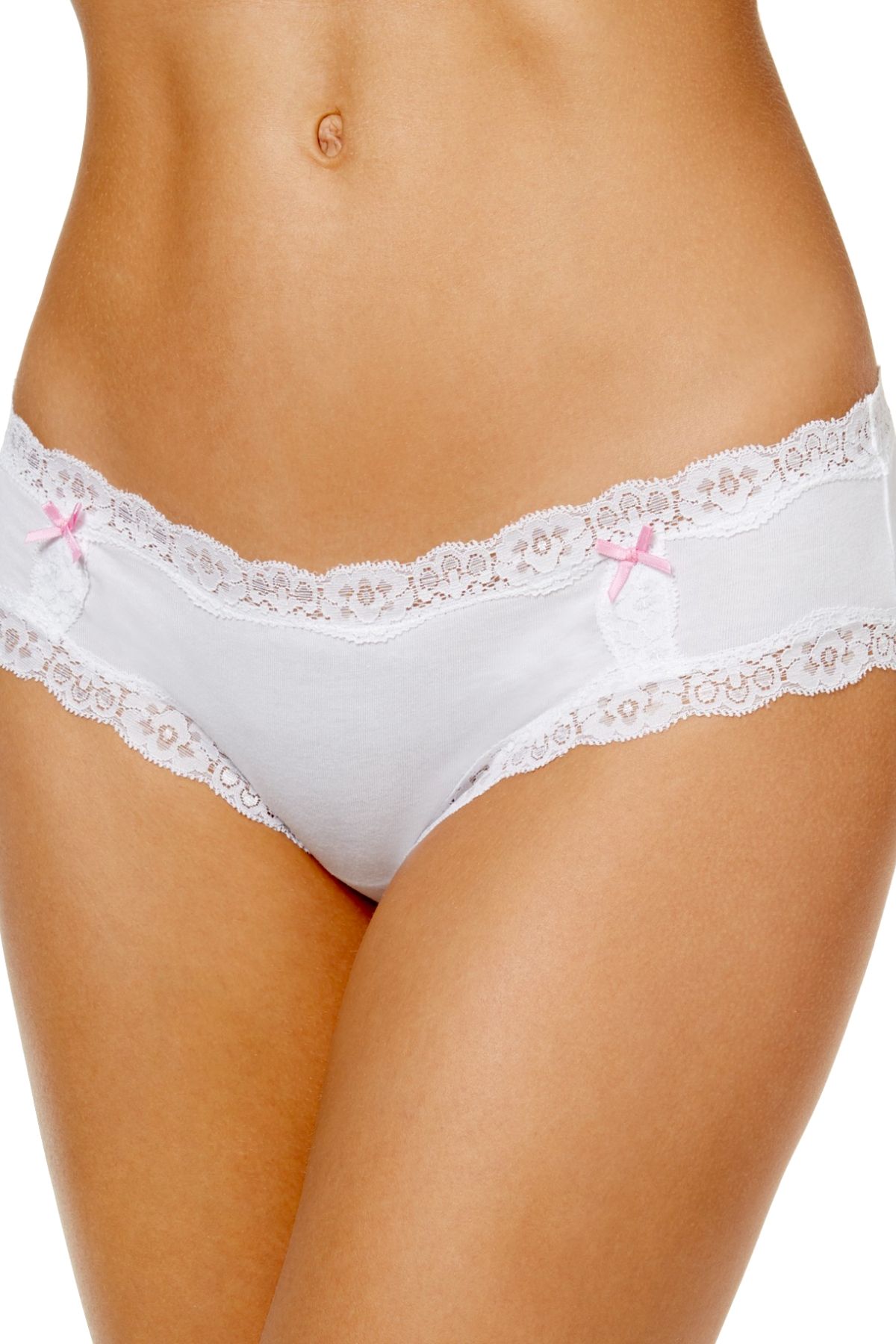 Jenni by Jennifer Moore Bright-White Cotton Lace-Trim Hipster