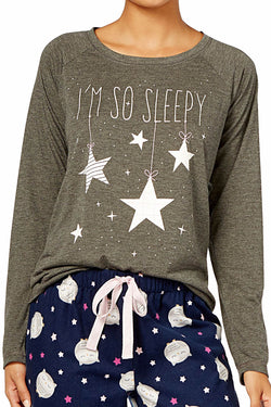 Jenni by Jennifer Moore Charcoal-Grey I'm So Sleepy PJ Top thumbnail 1