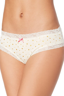 Jenni by Jennifer Moore Cream Foil-Stars Lace-Trim Cheeky Hipster thumbnail 1