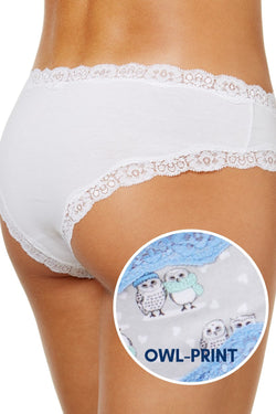 Jenni by Jennifer Moore Grey/Blue Owls Cotton Lace-Trim Hipster thumbnail 3