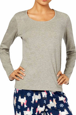 Jenni by Jennifer Moore Grey/Navy Festive-Llama Fleece Pajama 2-Piece Set thumbnail 2