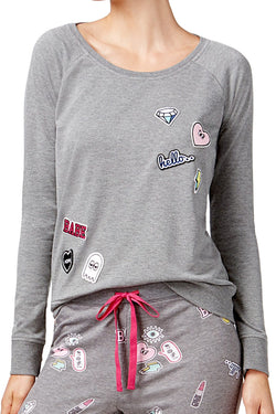 Jenni by Jennifer Moore Grey Patches Lounge Top thumbnail 1