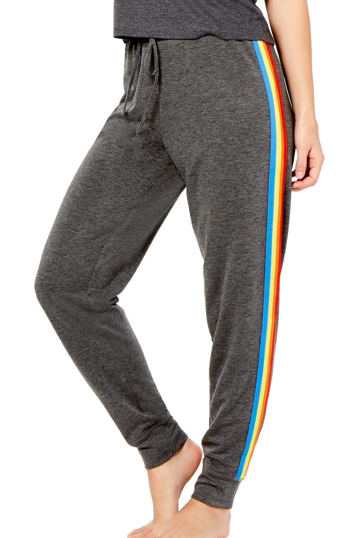 Jenni by Jennifer Moore Grey Rainbow Stripe Jogger Lounge Pant