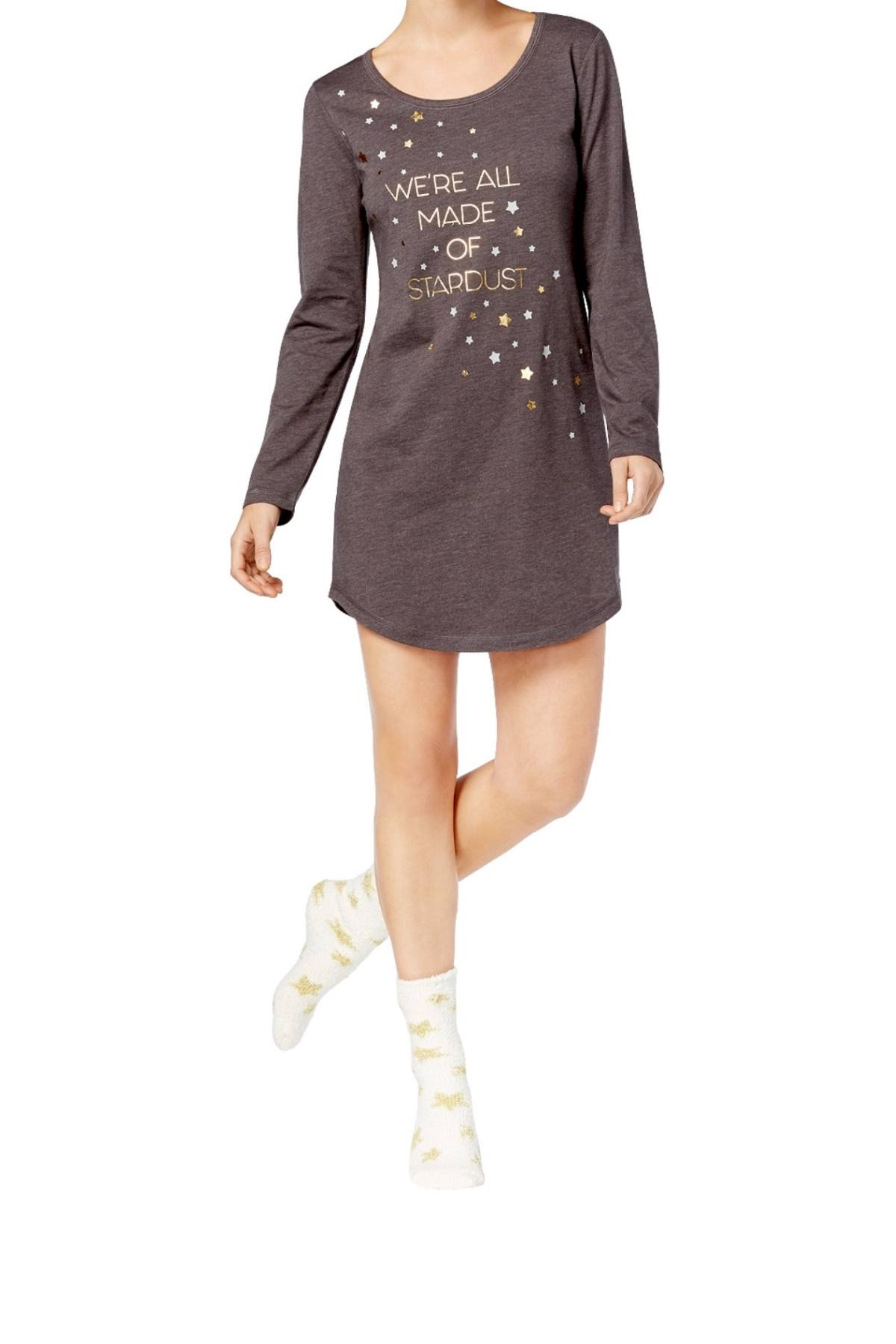 Jenni by Jennifer Moore Grey Stardust Graphic Sleepshirt And Socks Set