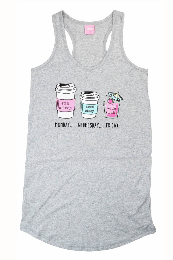 Jenni by Jennifer Moore Heather-Grey Need-Sleep/Wide-Awake Long Sleep Tank