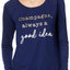 Jenni by Jennifer Moore Navy-Blue Champagne Screen-Print Lounge Top