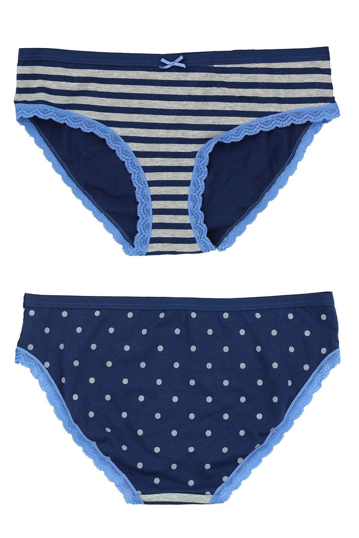Jenni by Jennifer Moore Navy-Blue Striped/Polka-Dot Printed Hipster