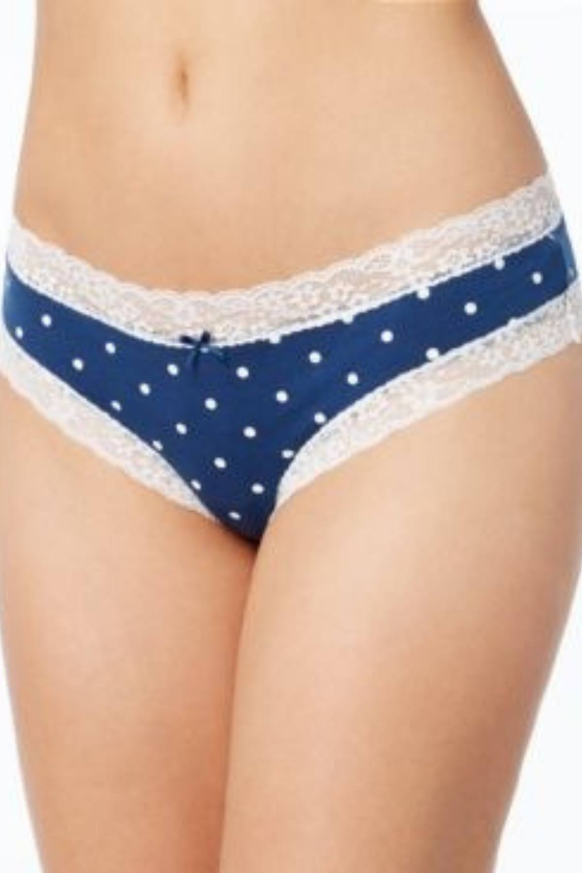 Jenni by Jennifer Moore Navy-Dot Lace-Trim Hipster