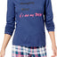 Jenni by Jennifer Moore Navy/Plaid Naughty/Nice Knit/Fleece Pajama Set