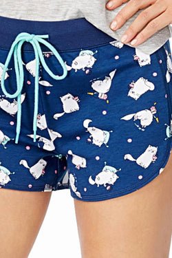 Jenni by Jennifer Moore Navy Wine-Cats Knit Boxer Lounge Short thumbnail 4